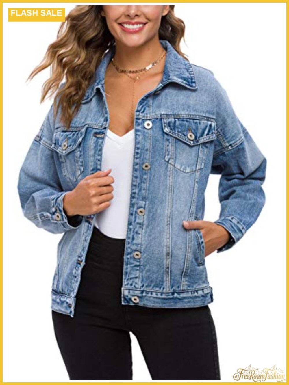 Oversize Vintage Washed Boyfriend Denim Jacket Long Sleeve Loose Jean Trucker